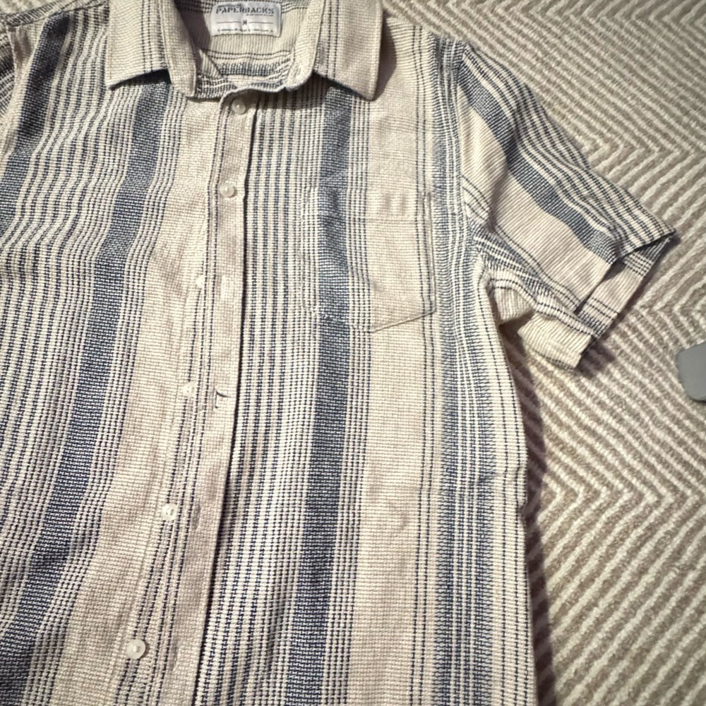 Original Paperbacks Beige and Blue Striped Shirt - Picture 5 of 8
